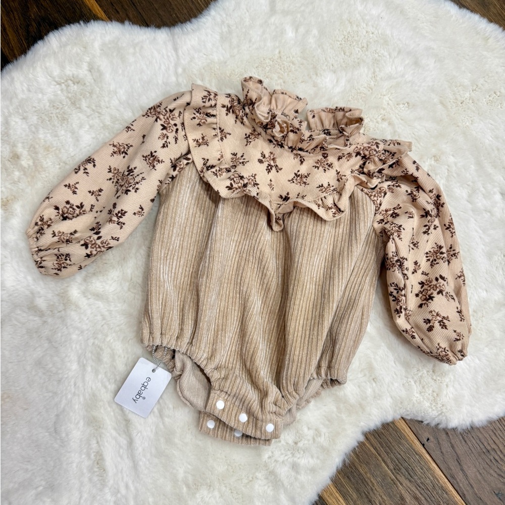 Floral Beige Kids Romper